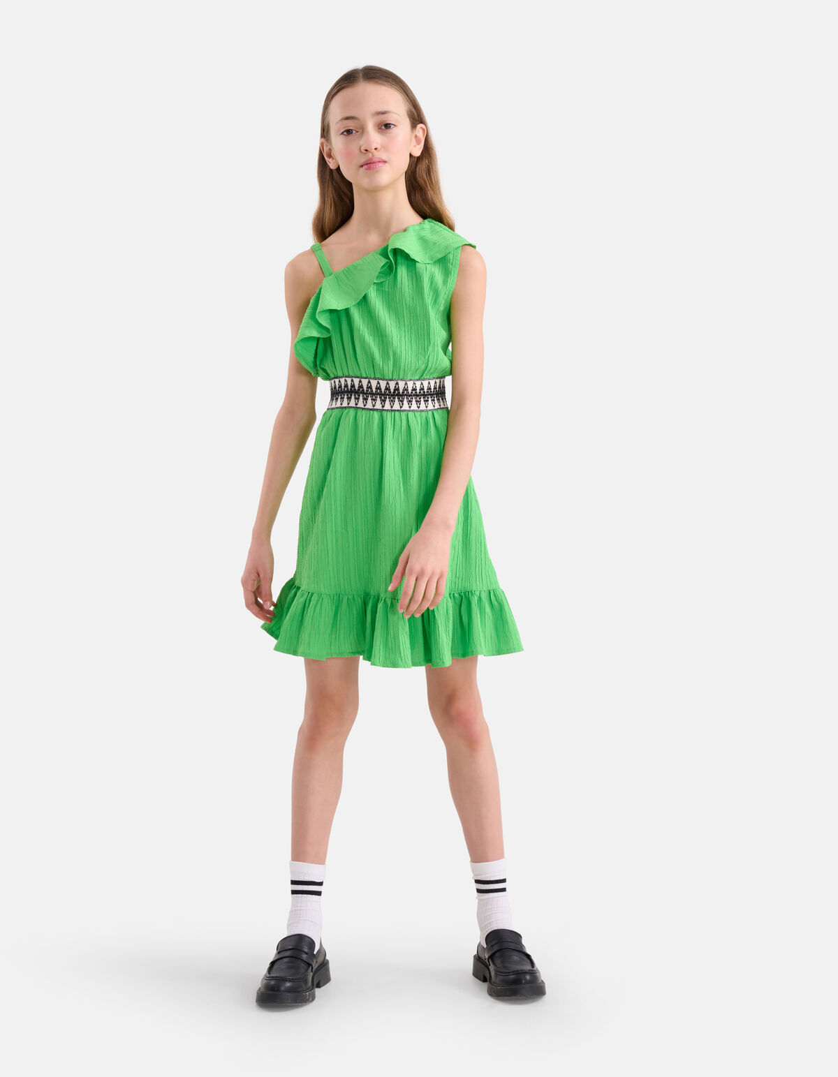 One Shoulder Jurk Groen SHOEBY GIRLS