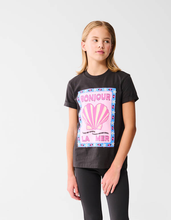 Bonjour Artwork T-shirt Zwart SHOEBY GIRLS