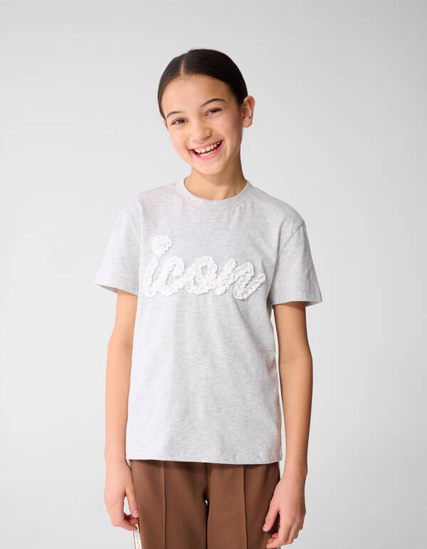 Icon Ruffle T-shirt Lichtgrijs SHOEBY GIRLS