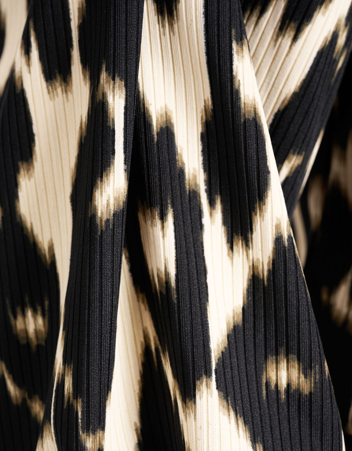 Leopard Rib T-shirt Lange Mouwen Offwhite SHOEBY WOMEN