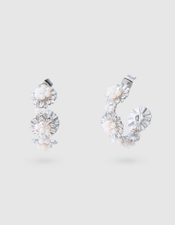 Beaded Flower Oorbellen Zilver SHOEBY ACCESSOIRES