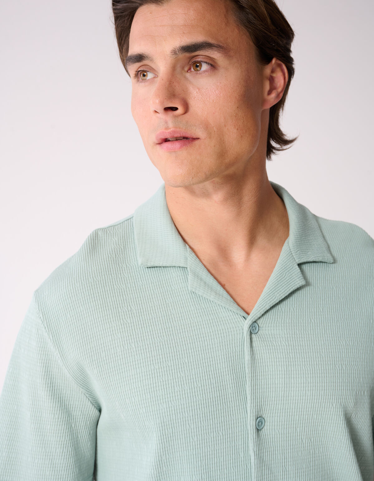 Structuur Overshirt Lichtgroen SHOEBY MEN