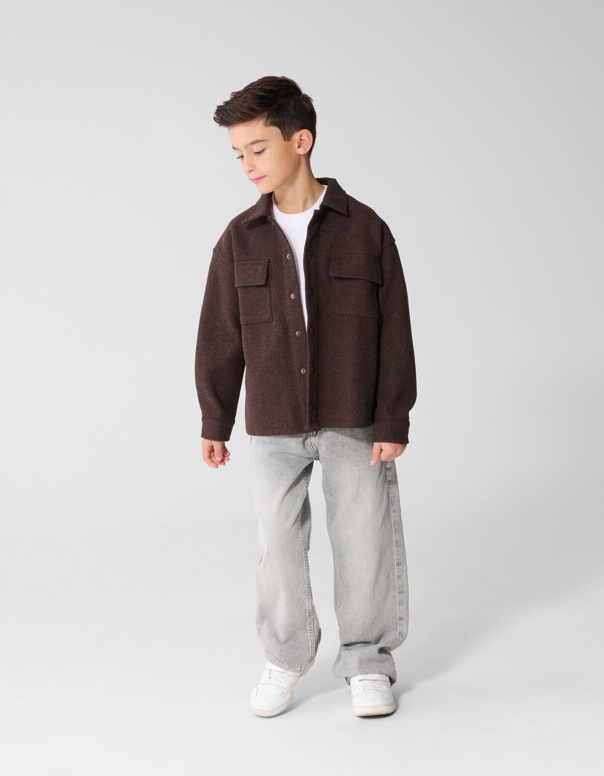Felt Overshirt Donkerbruin SHOEBY BOYS