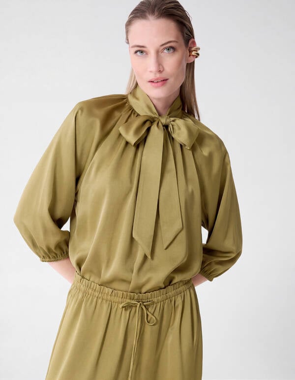 Satijnen Strik Blouse Groen SHOEBY WOMEN