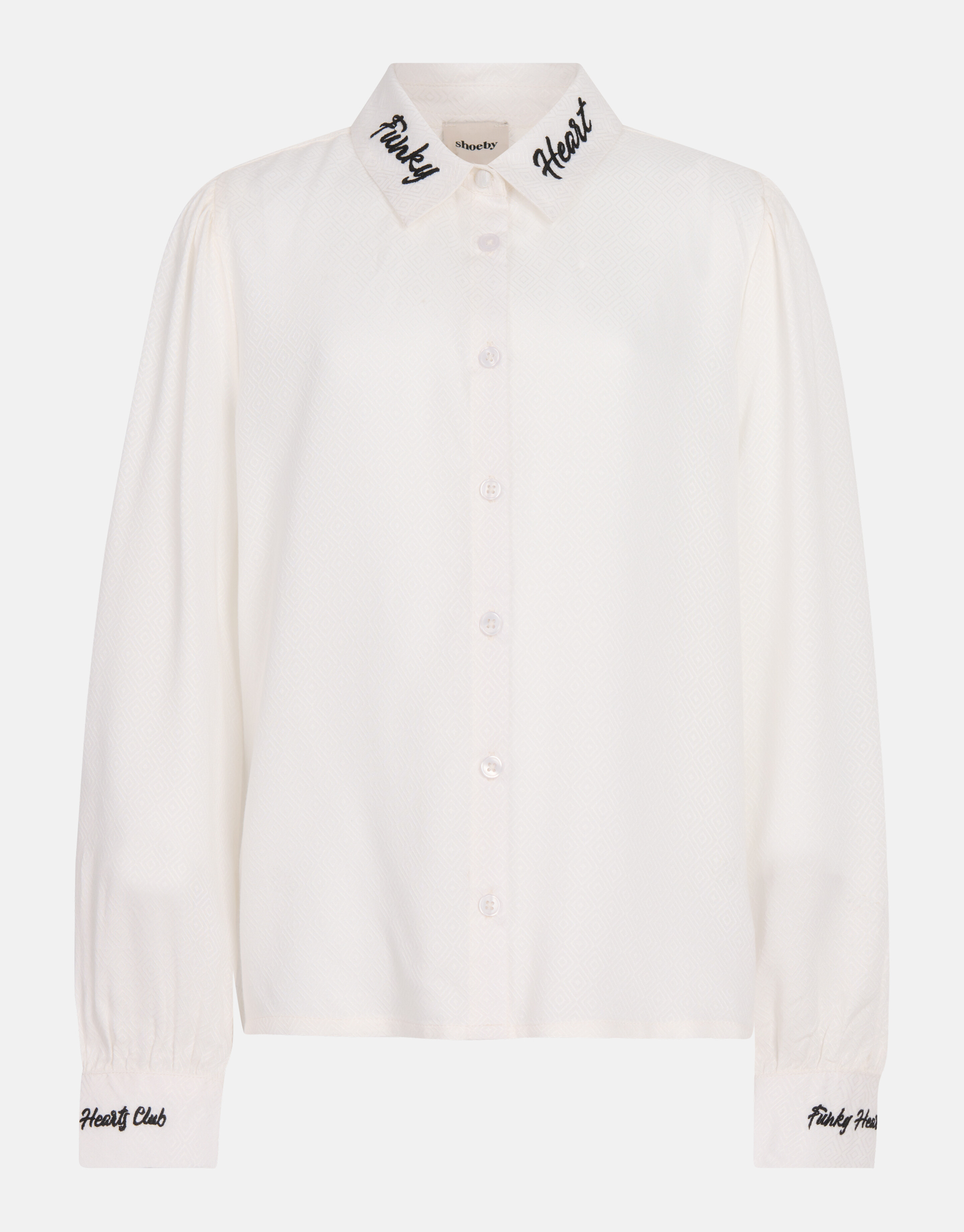 Embroidery Tekst Blouse Wit SHOEBY GIRLS