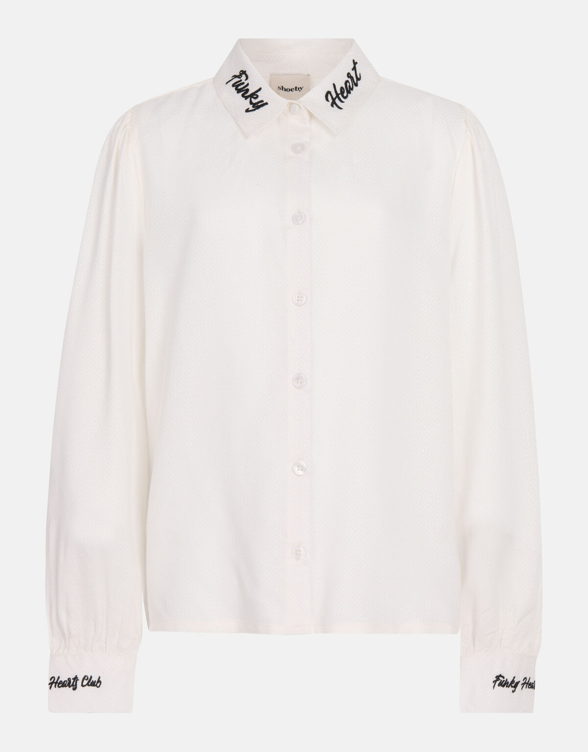 Embroidery Tekst Blouse Wit SHOEBY GIRLS
