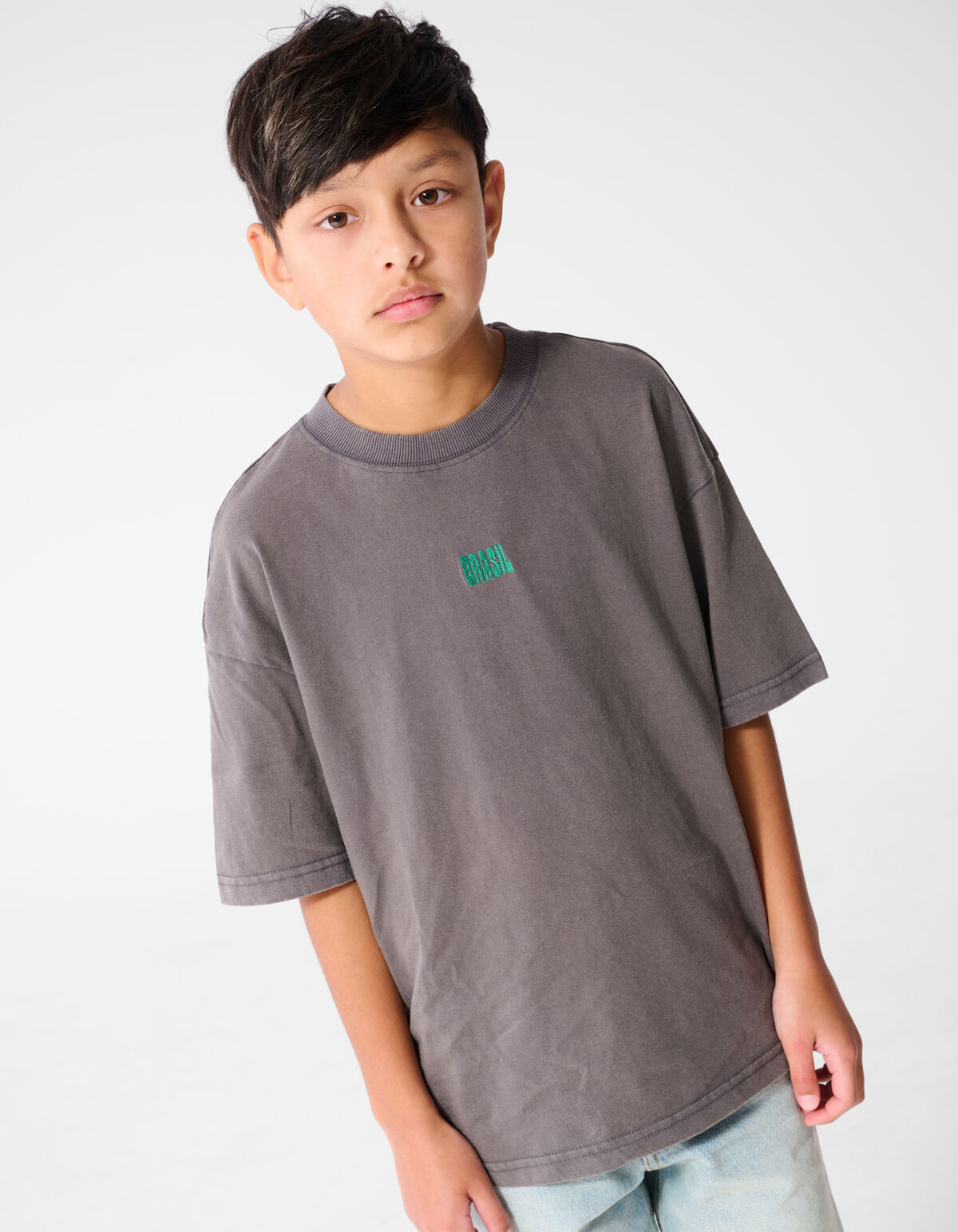 Brasil Artwork T-shirt Donkergrijs SHOEBY BOYS