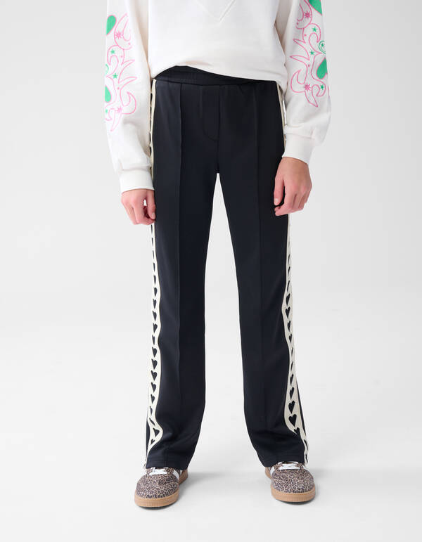 Sporty Tape Wide Leg Broek Zwart SHOEBY GIRLS