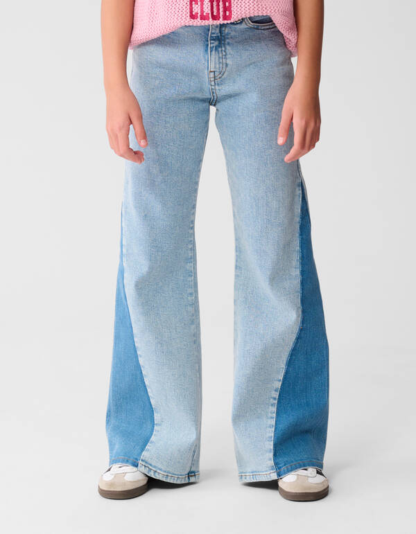 Two Tone Flared Fit Jeans Bleached SHOEBY GIRLS