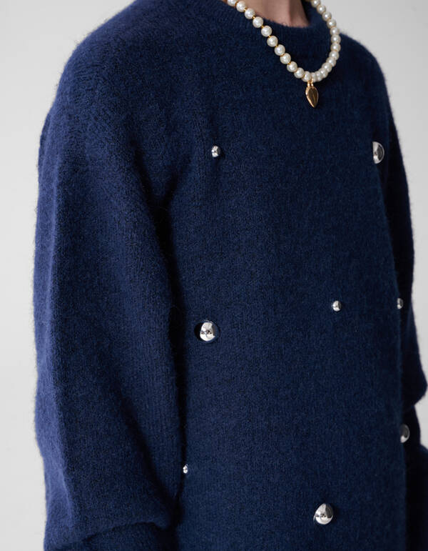 Studded Gebreide Jurk Donkerblauw SHOEBY GIRLS