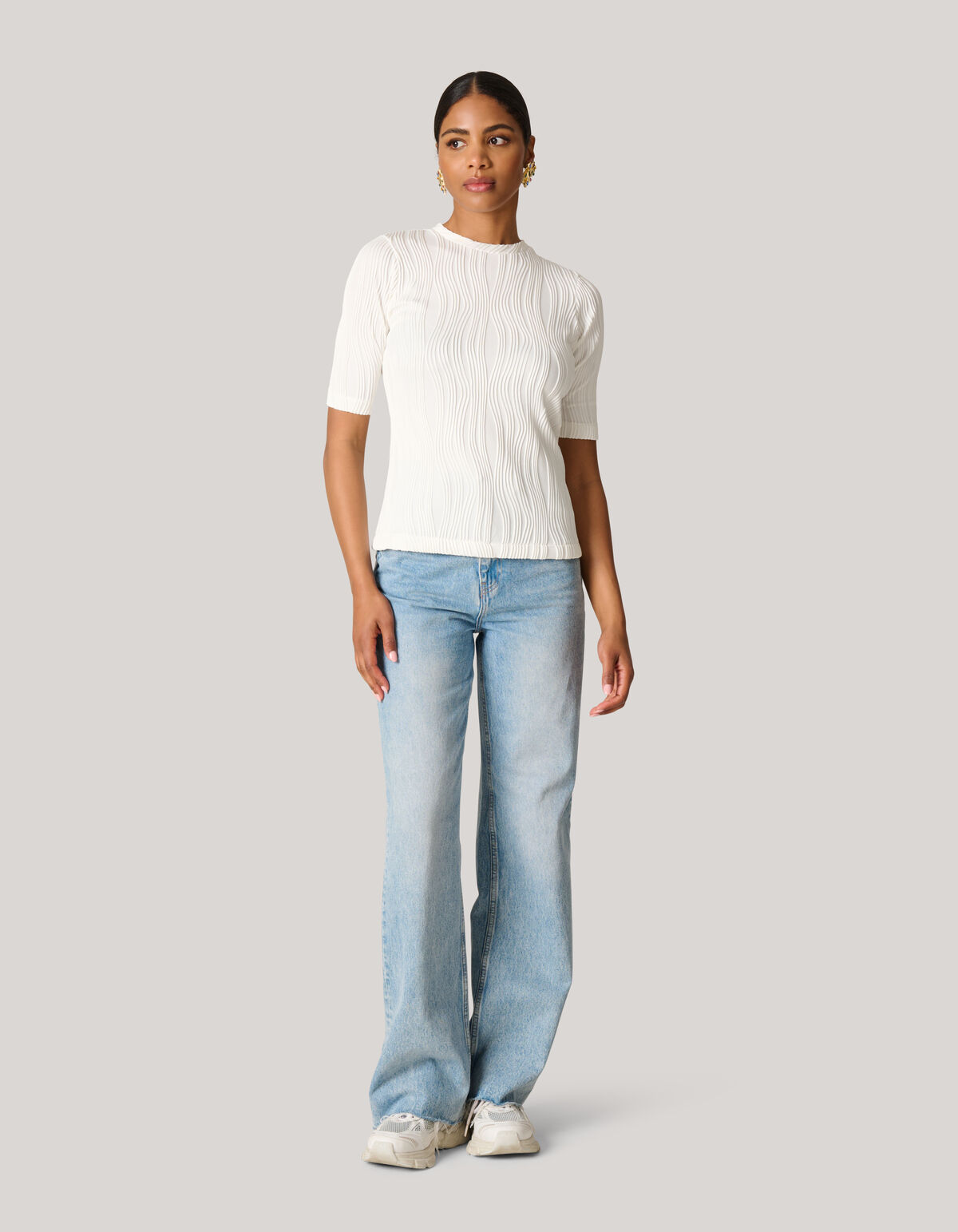 Swirl Crinkle Top Wit SHOEBY WOMEN