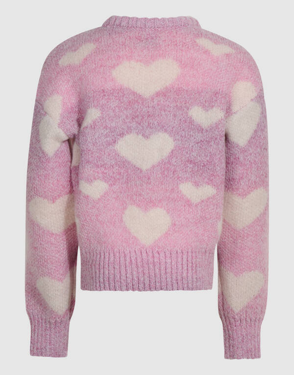 Heart Print Gebreide Trui Roze SHOEBY GIRLS