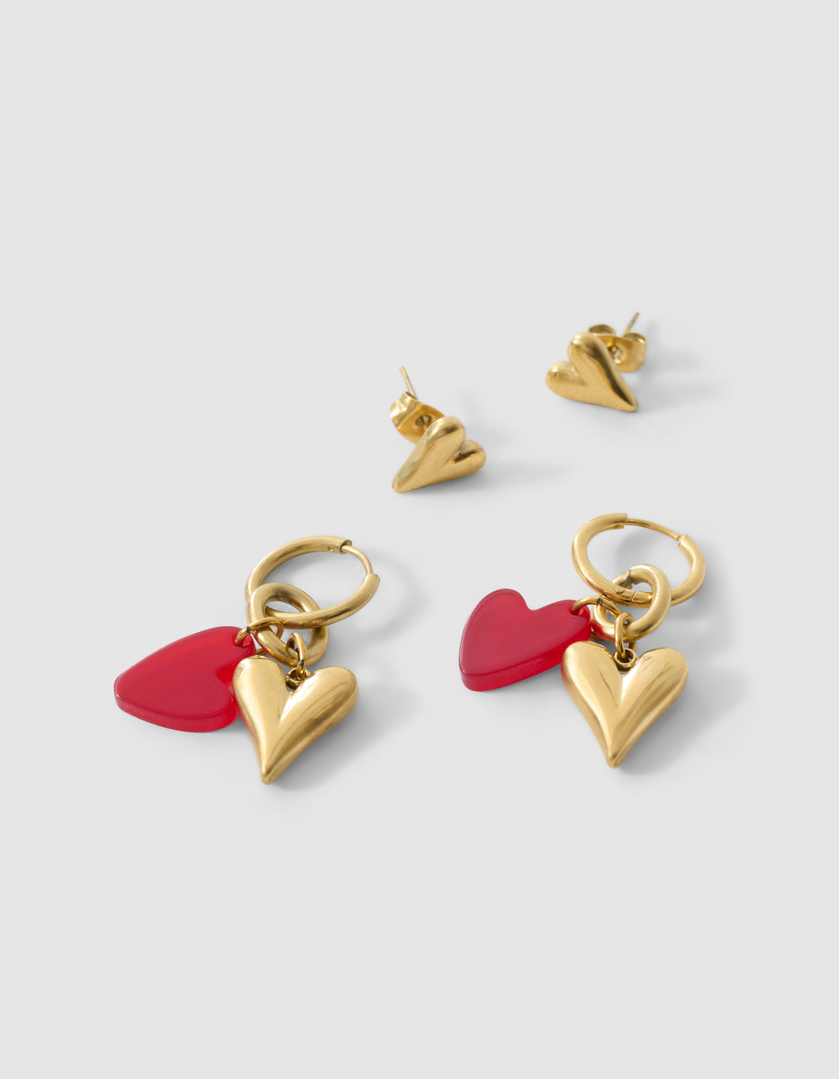 Small Heart Set Oorbellen Rood SHOEBY ACCESSOIRES