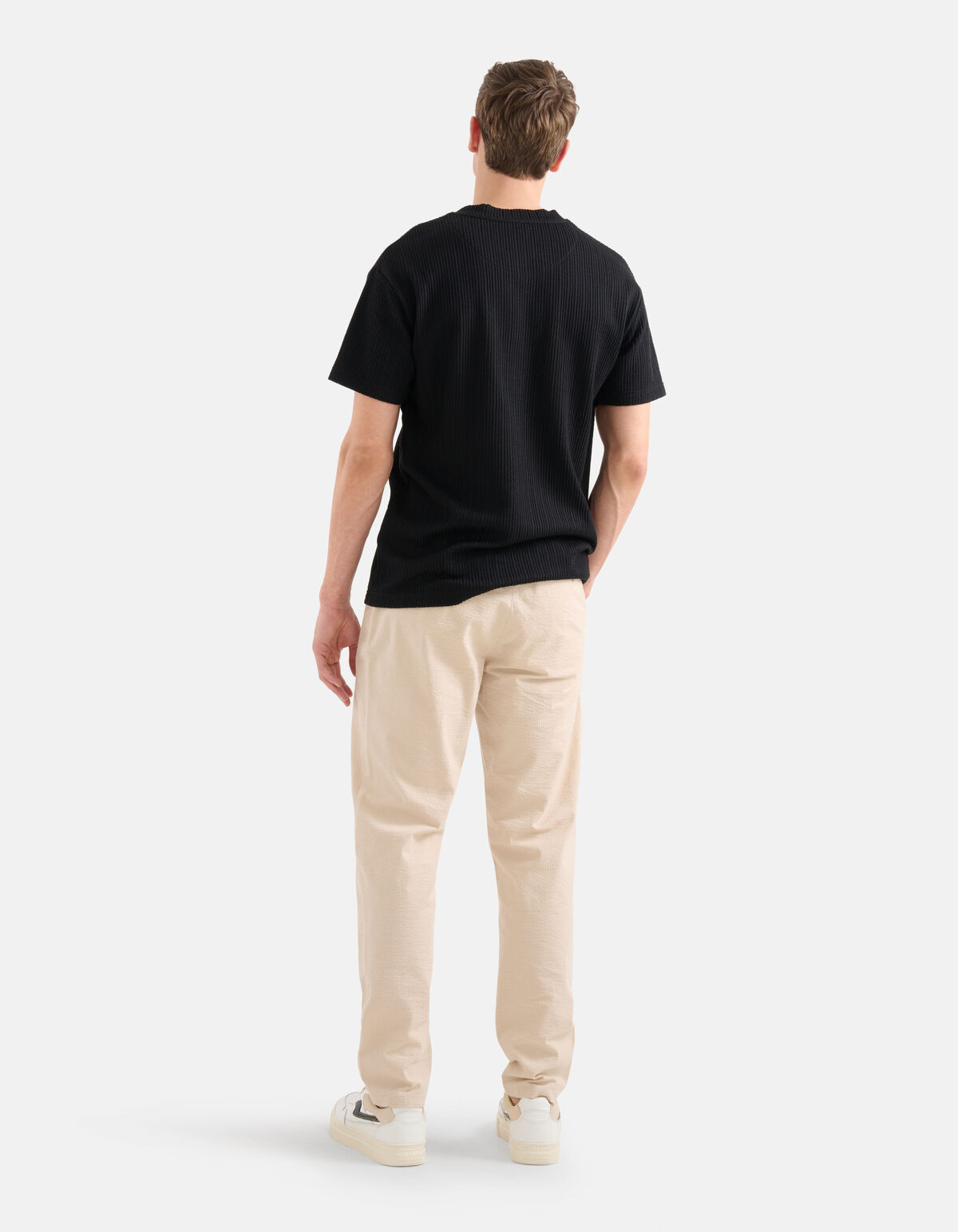 Seersucker T-shirt Zwart SHOEBY MEN