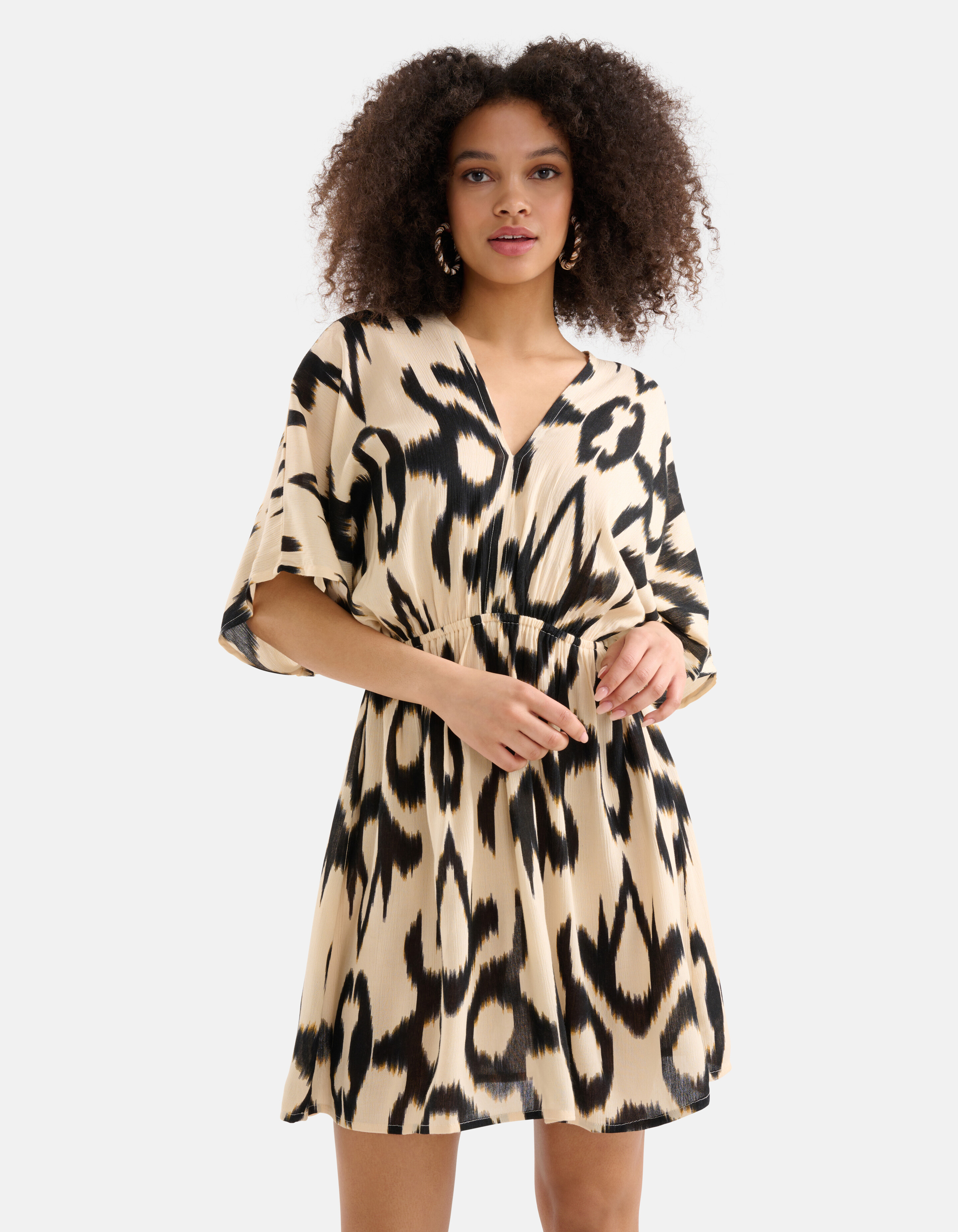 Crinkle Jurk Zwart/Gebroken Wit SHOEBY WOMEN