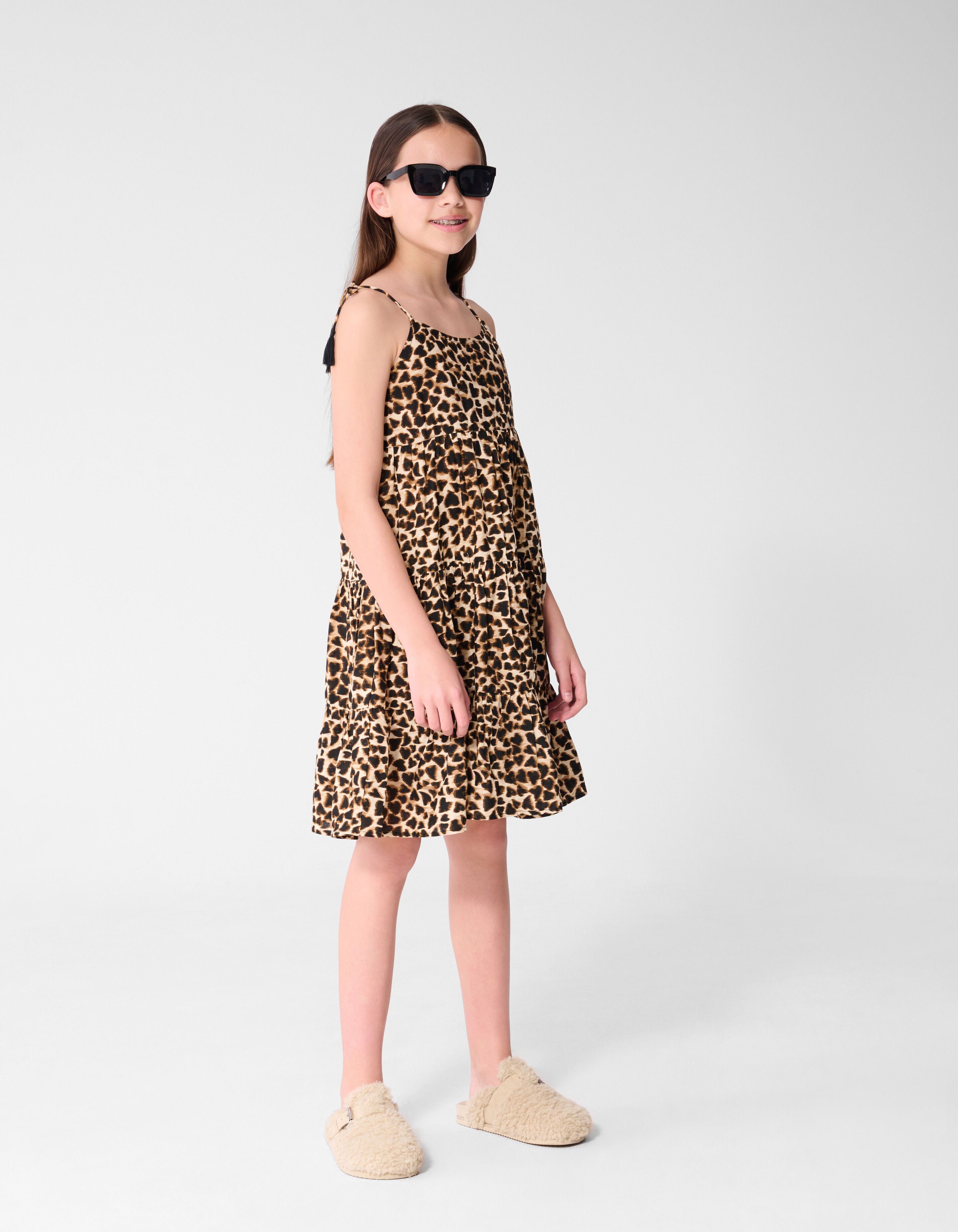 Layer Leopard Print Jurk Bruin SHOEBY GIRLS