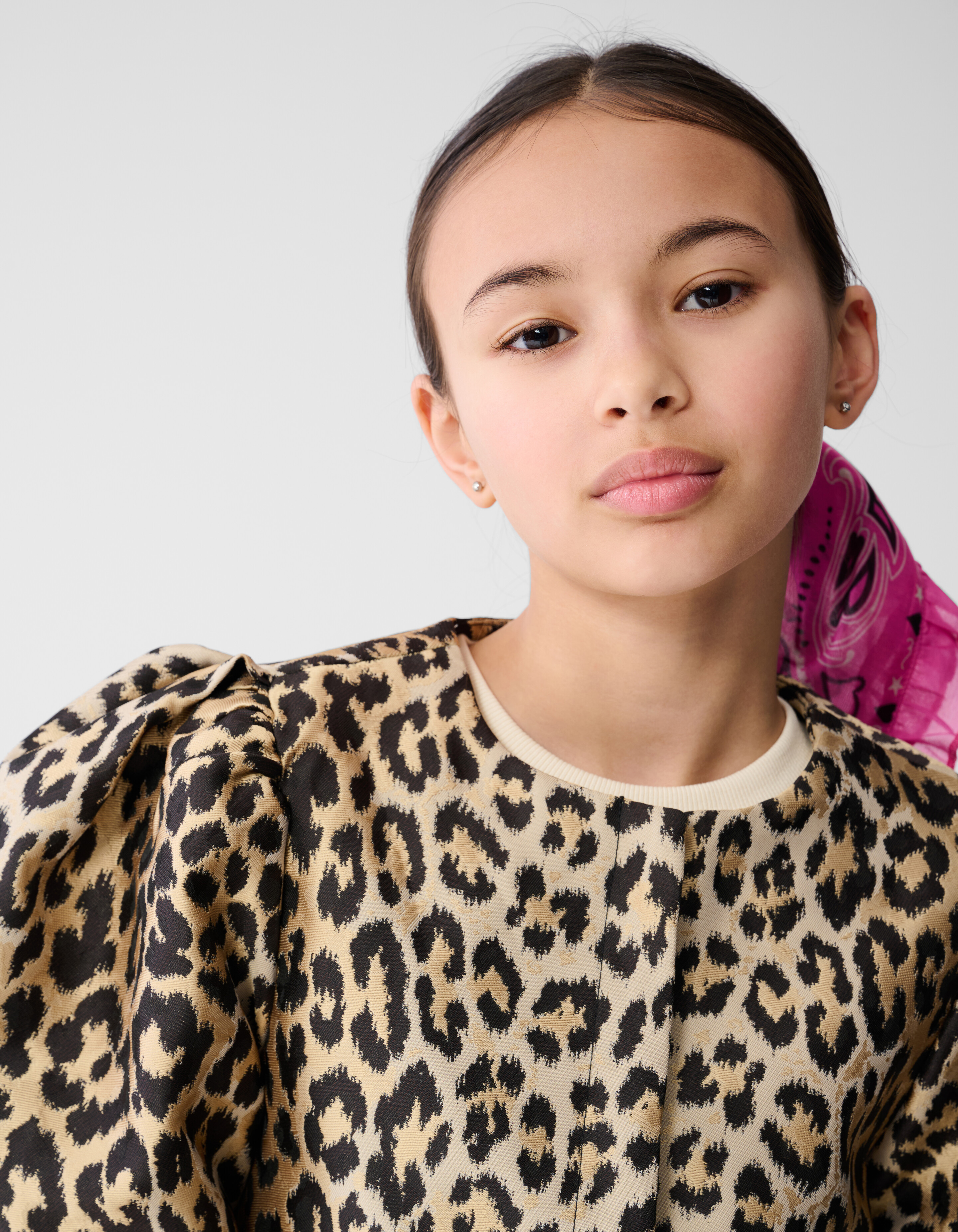 Leopard Pofmouwen Blazer Lichtbruin SHOEBY GIRLS