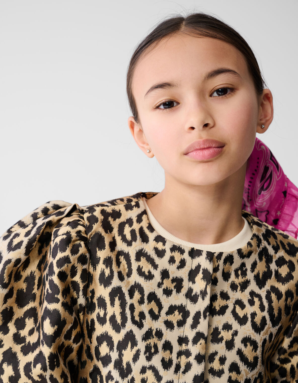 Leopard Pofmouwen Blazer Lichtbruin SHOEBY GIRLS