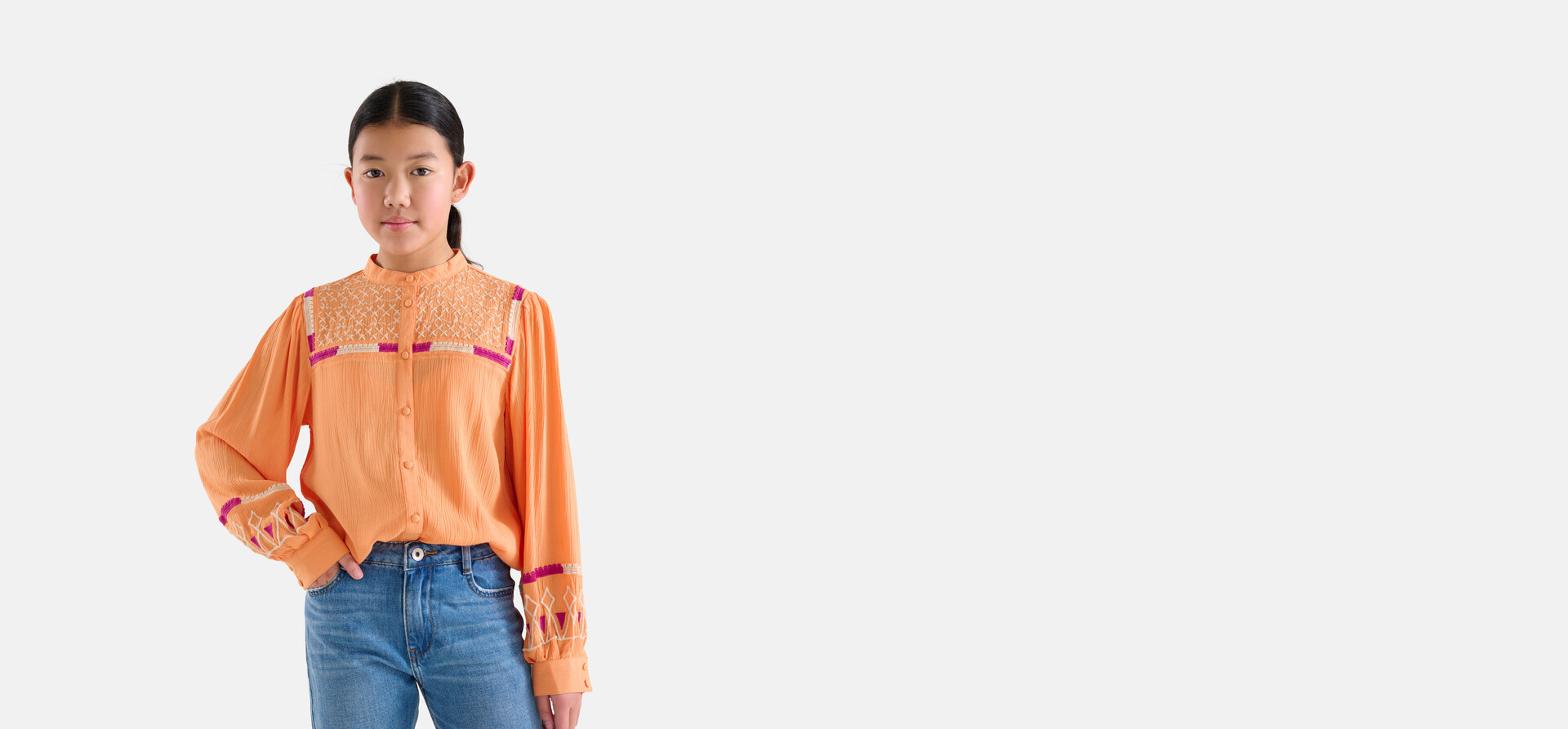 Embroidery Blouse Oranje SHOEBY GIRLS
