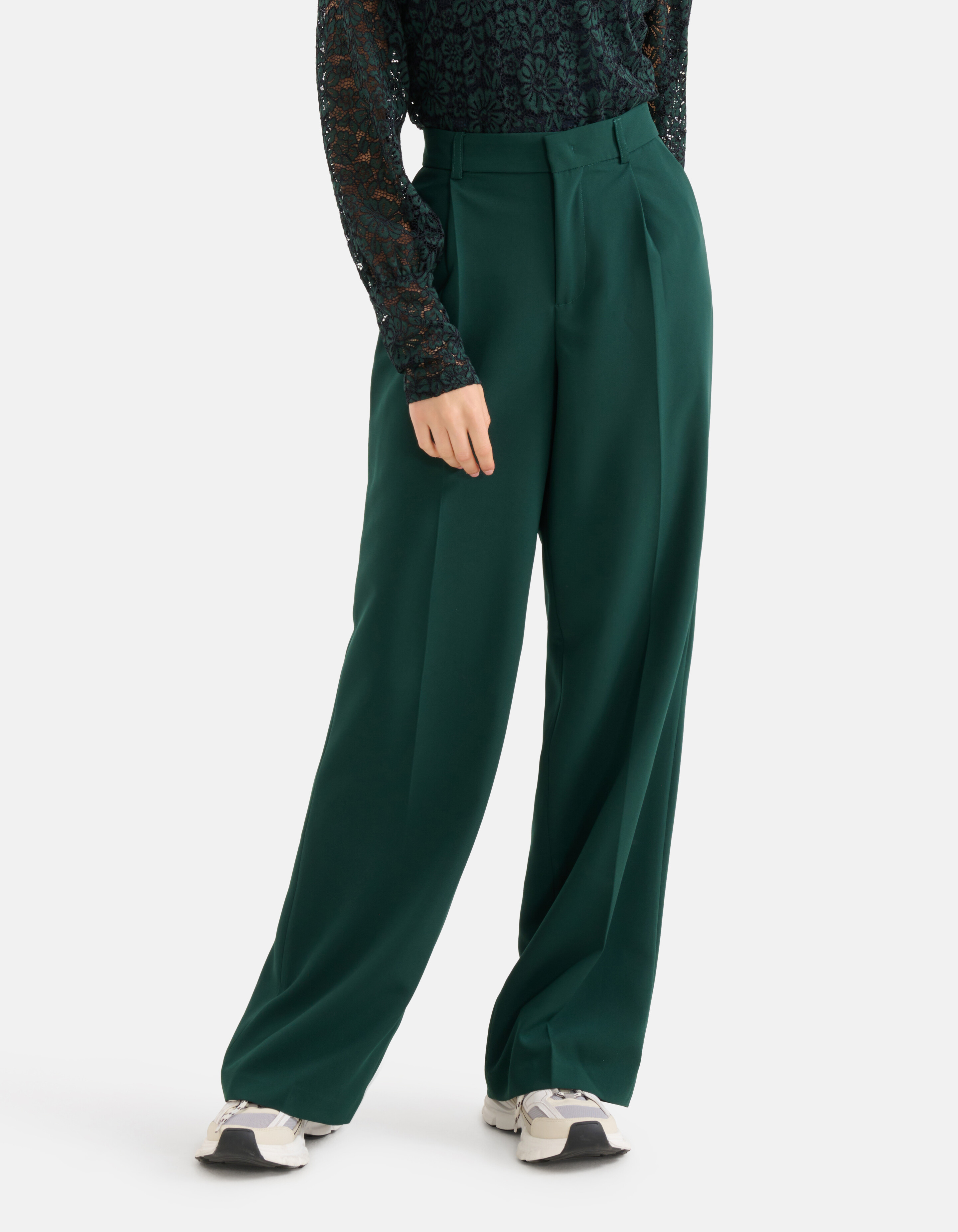 Straight Fit Pantalon Donkergroen SHOEBY WOMEN