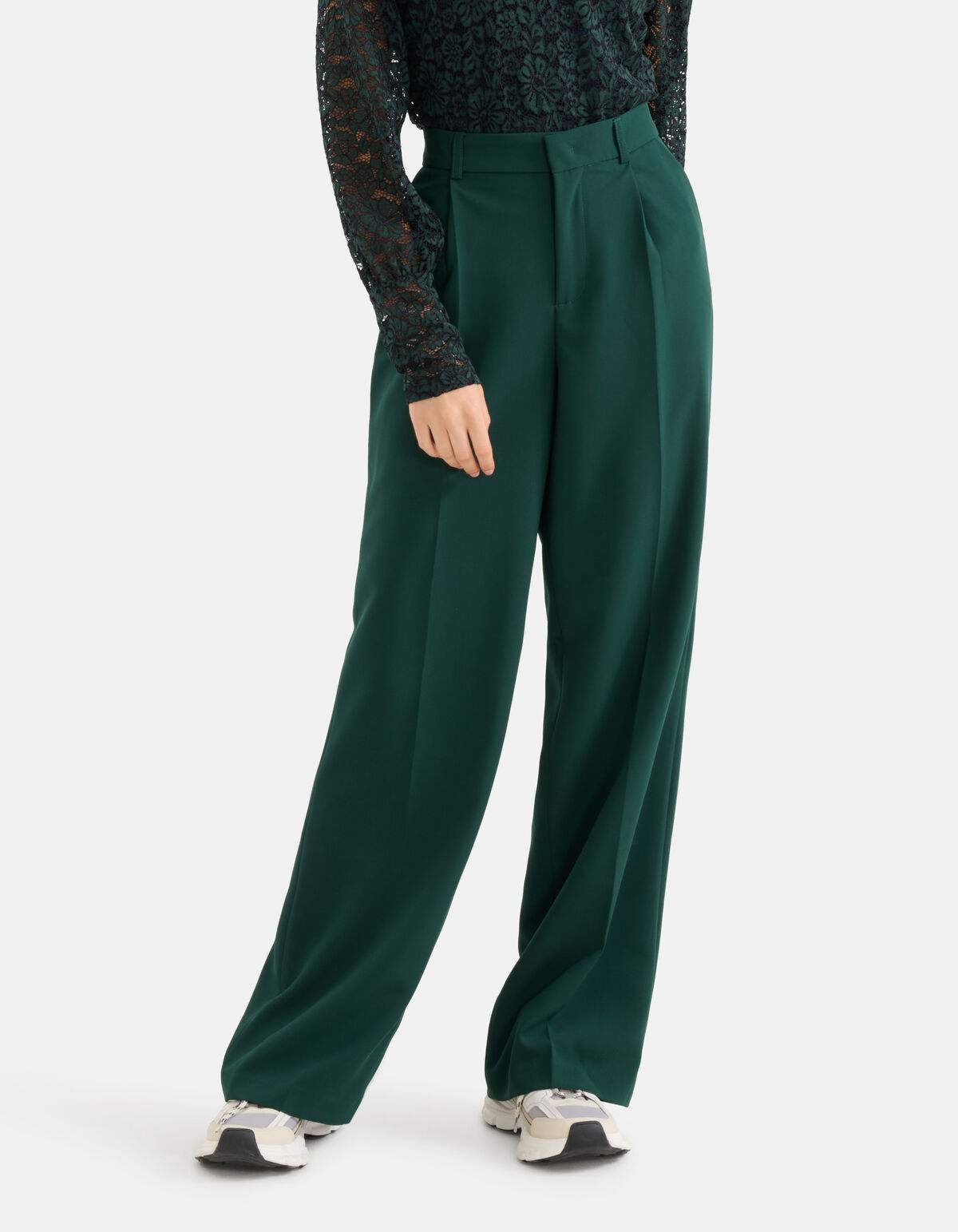 Straight Fit Pantalon Donkergroen SHOEBY WOMEN