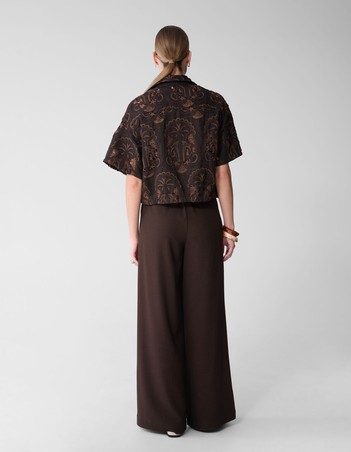 Embroidery Blouse Donkerbruin By Mieke SHOEBY WOMEN