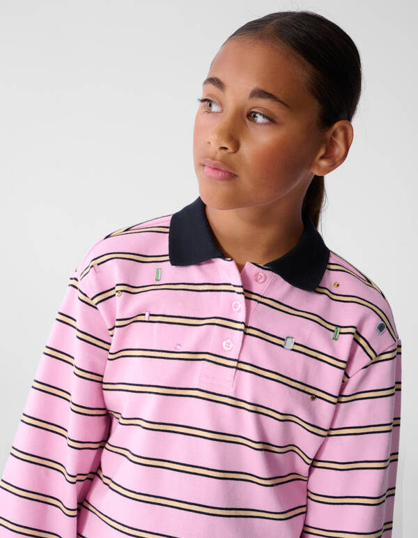 Rhinestone Longsleeve Polo Roze SHOEBY GIRLS
