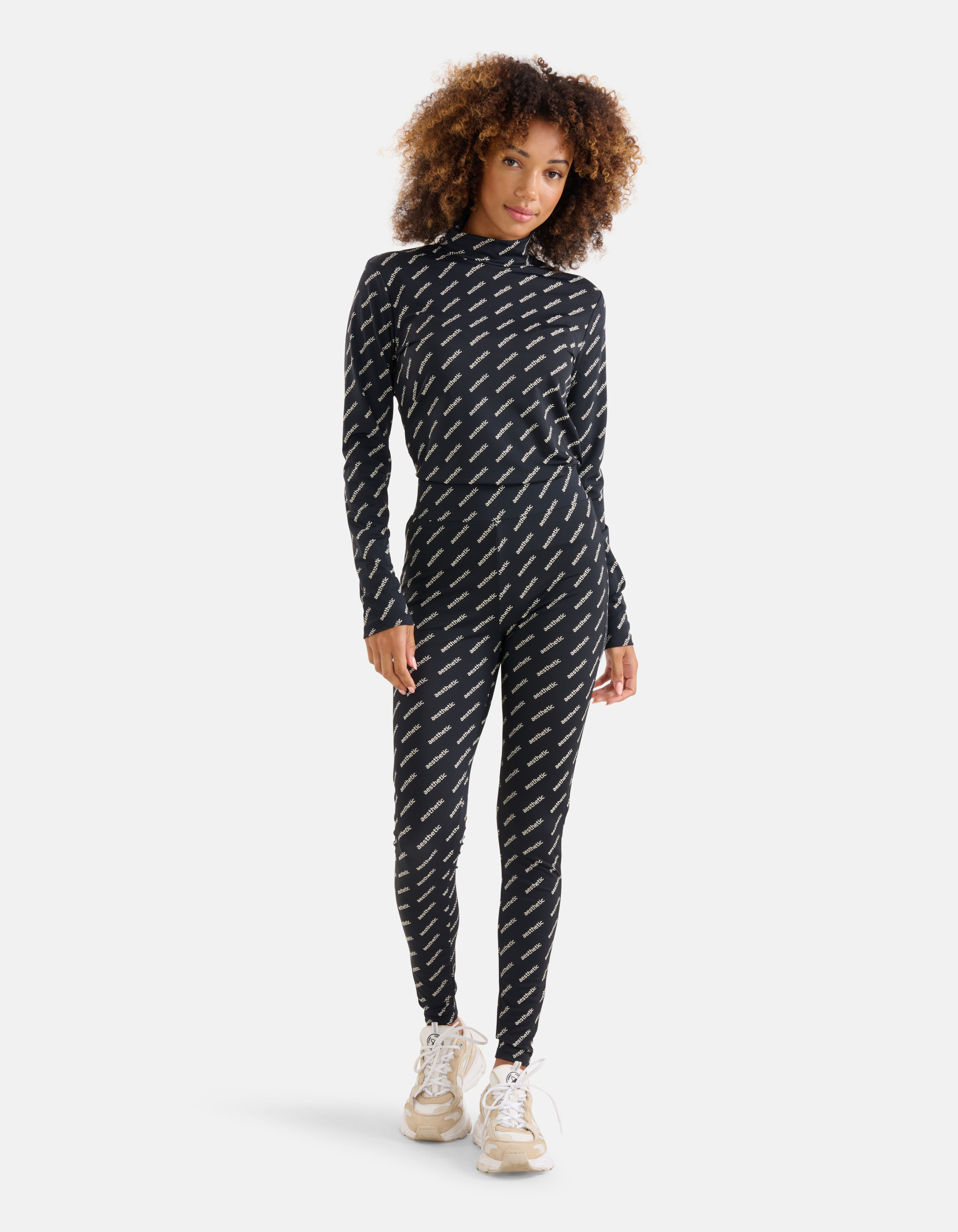 Artwork Travel legging Zwart Wit Shoeby
