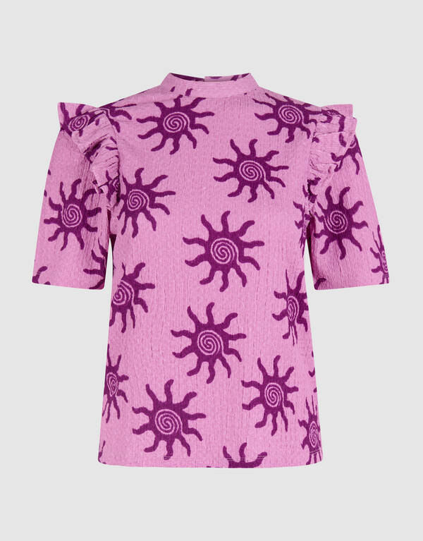 Crinkle Ruffle Top Roze SHOEBY WOMEN