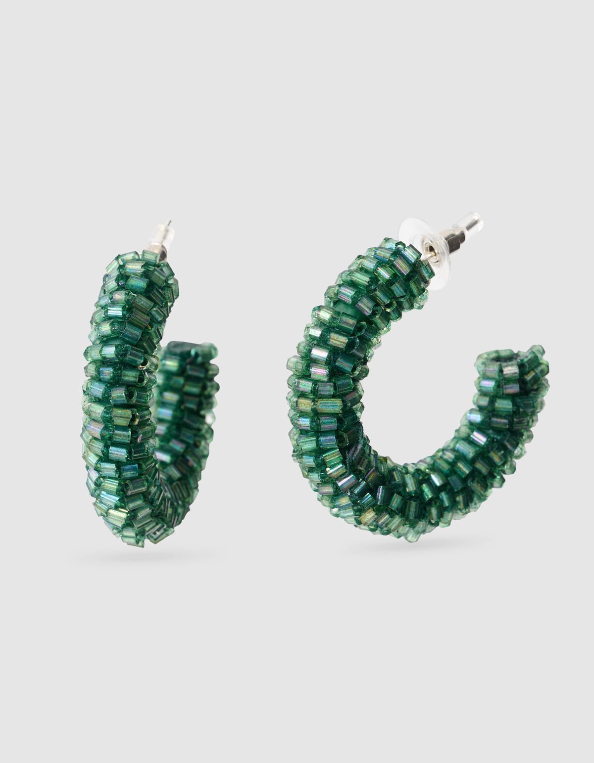 Beaded Hoop Oorbellen Donkergroen SHOEBY ACCESSOIRES