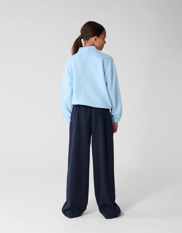Eyelet Wide Leg Pantalon Donkerblauw SHOEBY GIRLS