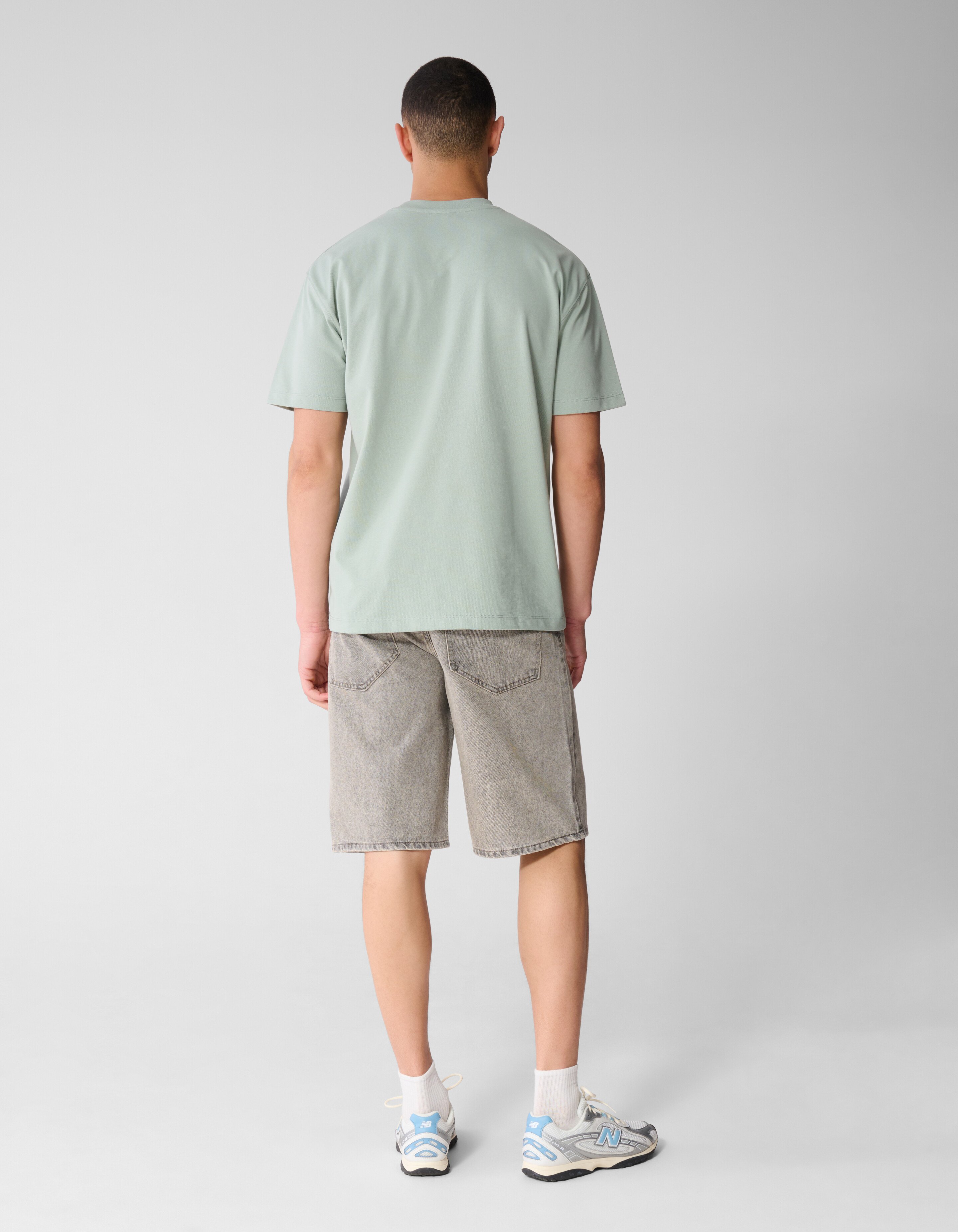 Relaxed Fit Denim Short Lichtgrijs SHOEBY MEN