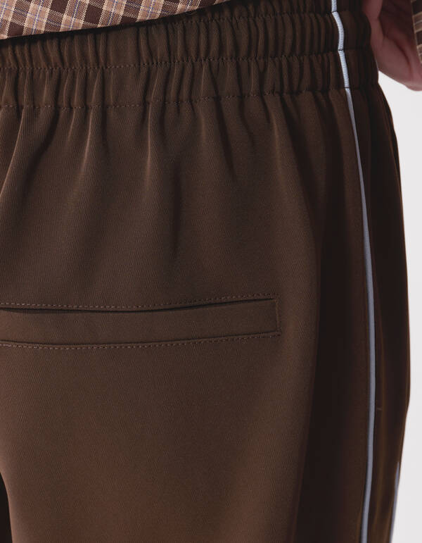 Sporty Piping Wide Leg Fit Broek Bruin SHOEBY WOMEN