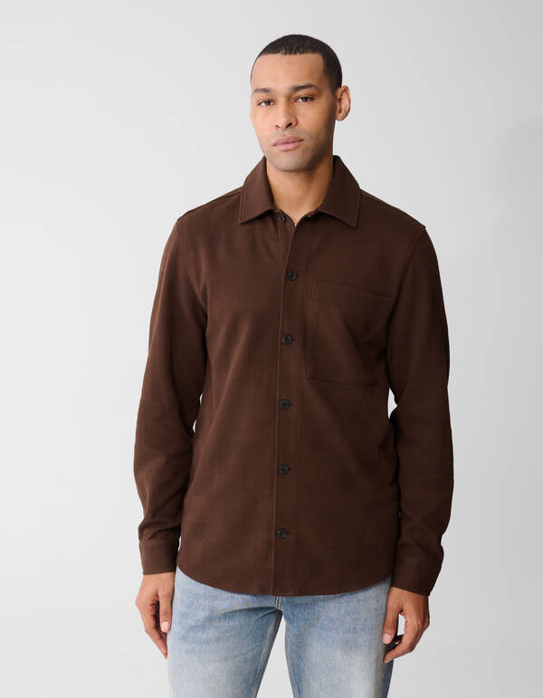 Ruiten Jacquard Overhemd Donkerbruin SHOEBY MEN