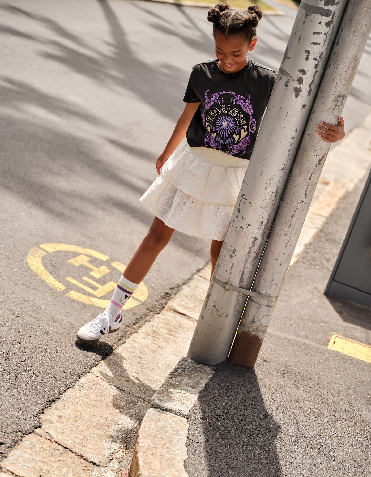 Embroidery Ruffle Rok Gebroken Wit SHOEBY GIRLS