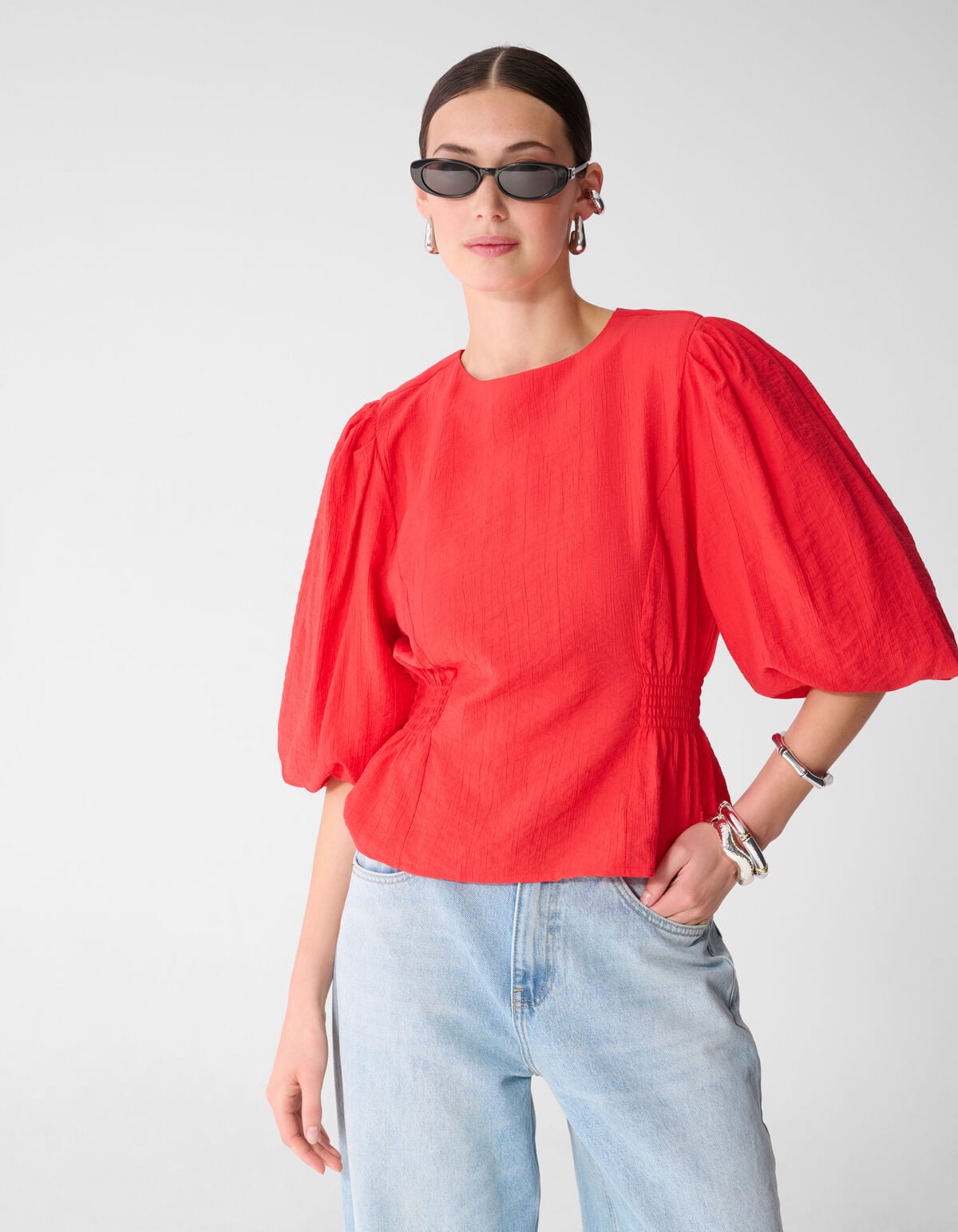 Smock Puff Top Rood SHOEBY WOMEN