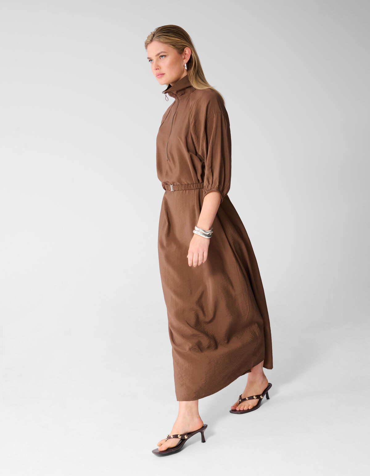 Sporty Tracksuit Maxi Jurk Bruin SHOEBY WOMEN