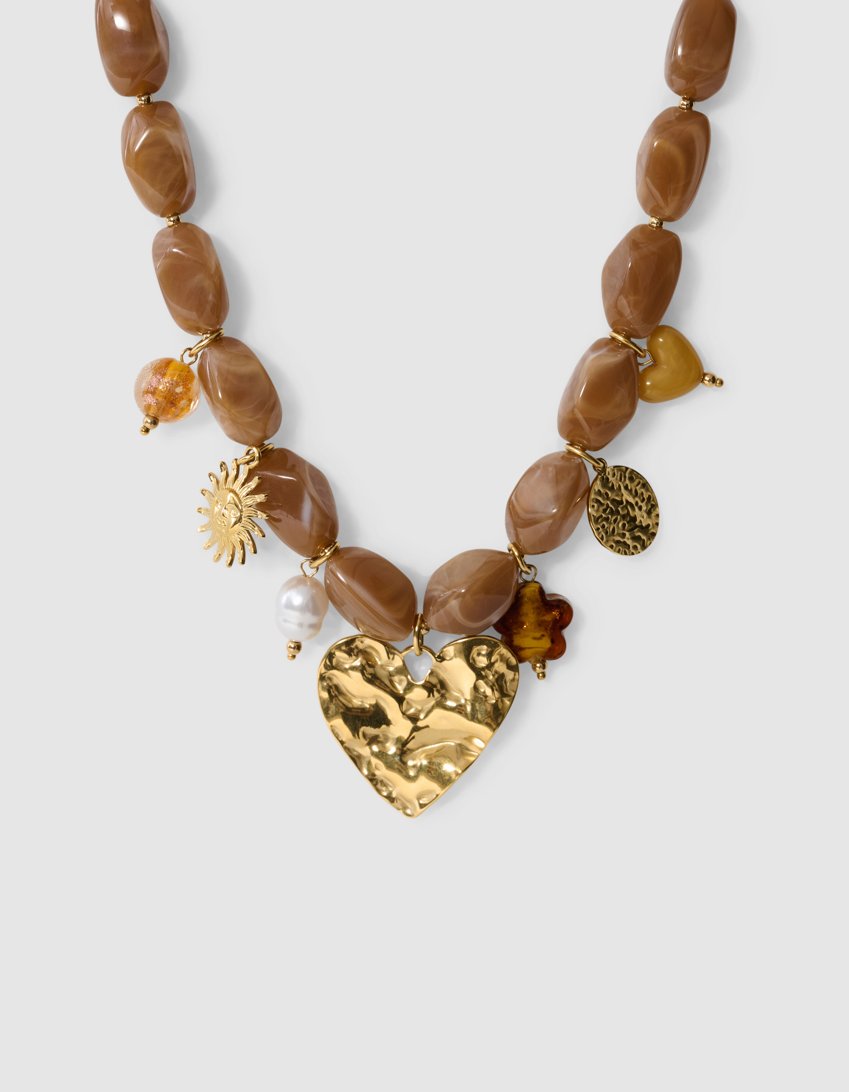 Beaded Charm Ketting Bruin SHOEBY ACCESSOIRES