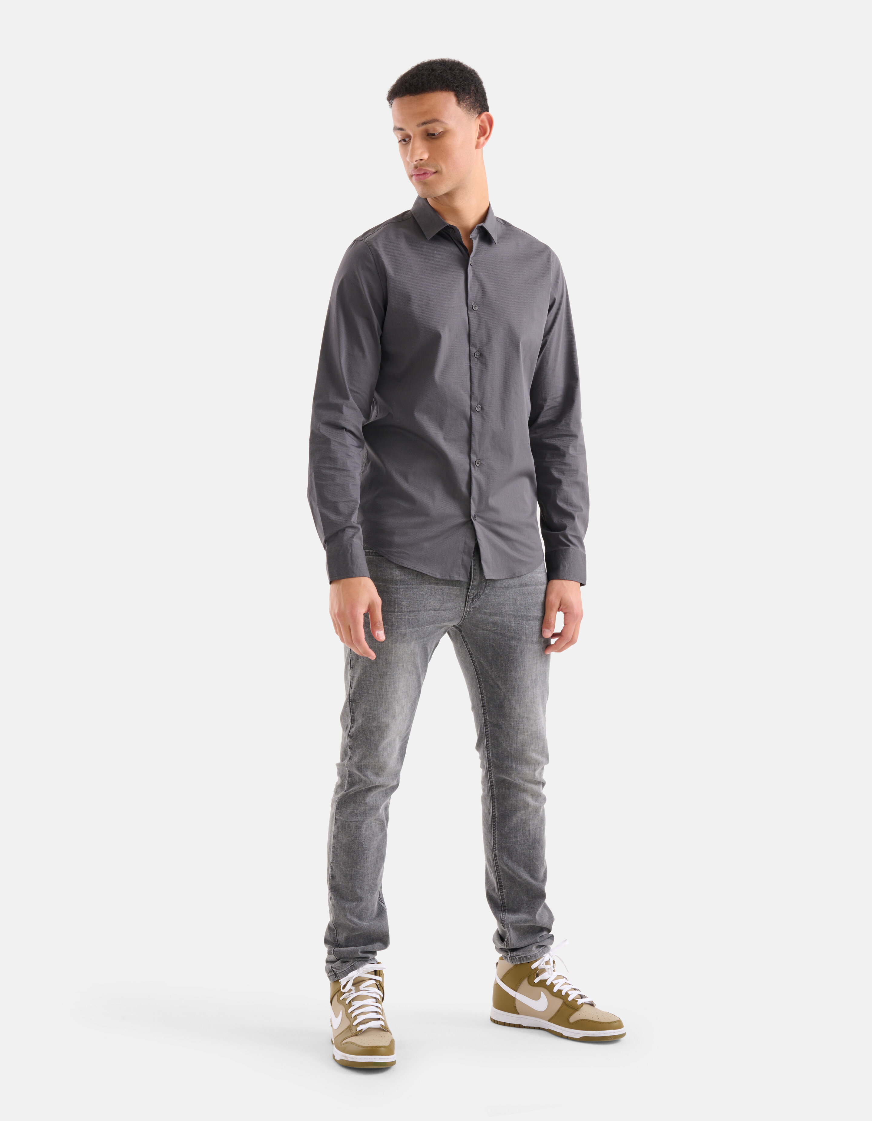 Diagonaal Overhemd Donkergrijs SHOEBY MEN