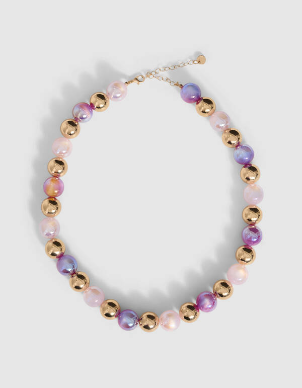 Crazy Color Beaded Ketting Goud SHOEBY ACCESSOIRES