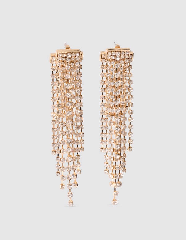 Double Layer Strass Oorbellen Goud SHOEBY ACCESSOIRES