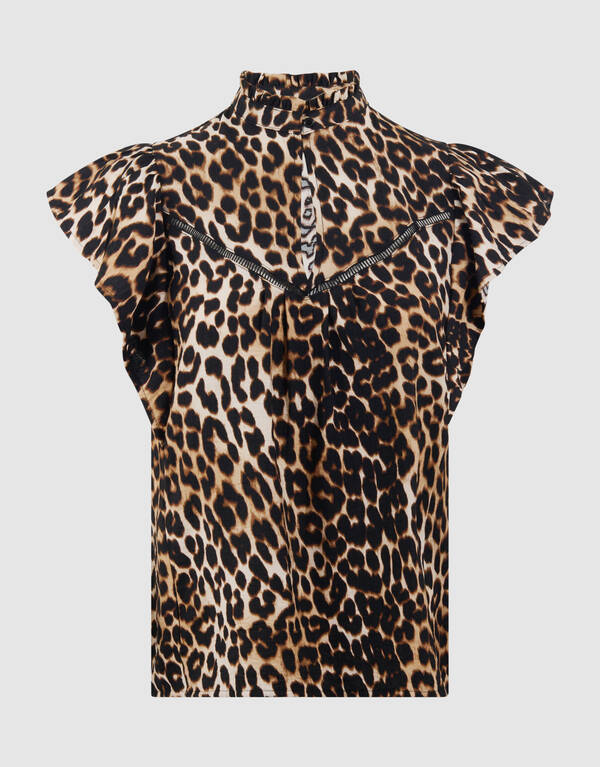 Leopard Ruffle Top Bruin SHOEBY WOMEN