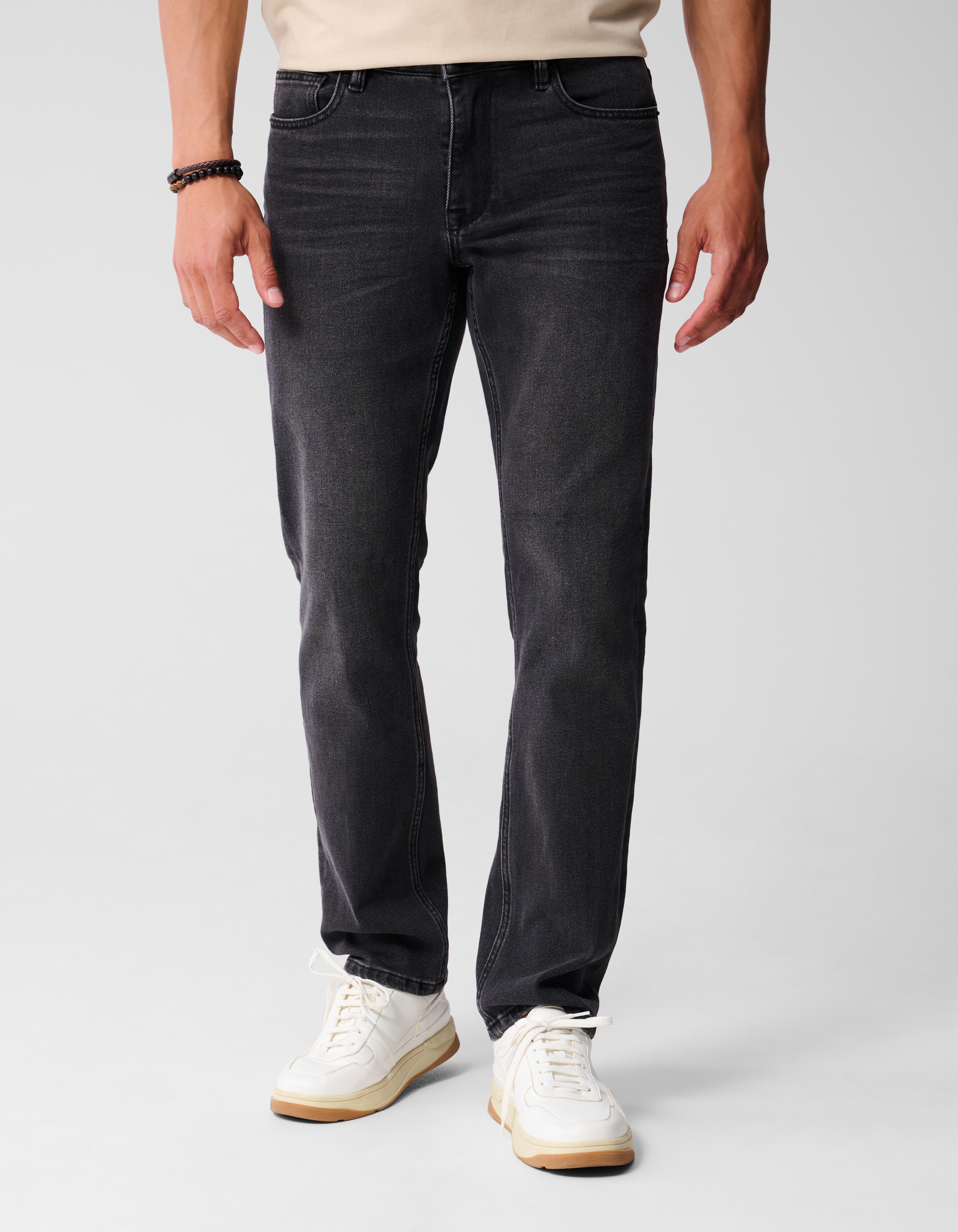 Washed Straight Fit Jeans Zwart L32 SHOEBY MEN
