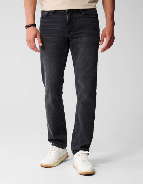 Washed Straight Fit Jeans Zwart L32 SHOEBY MEN