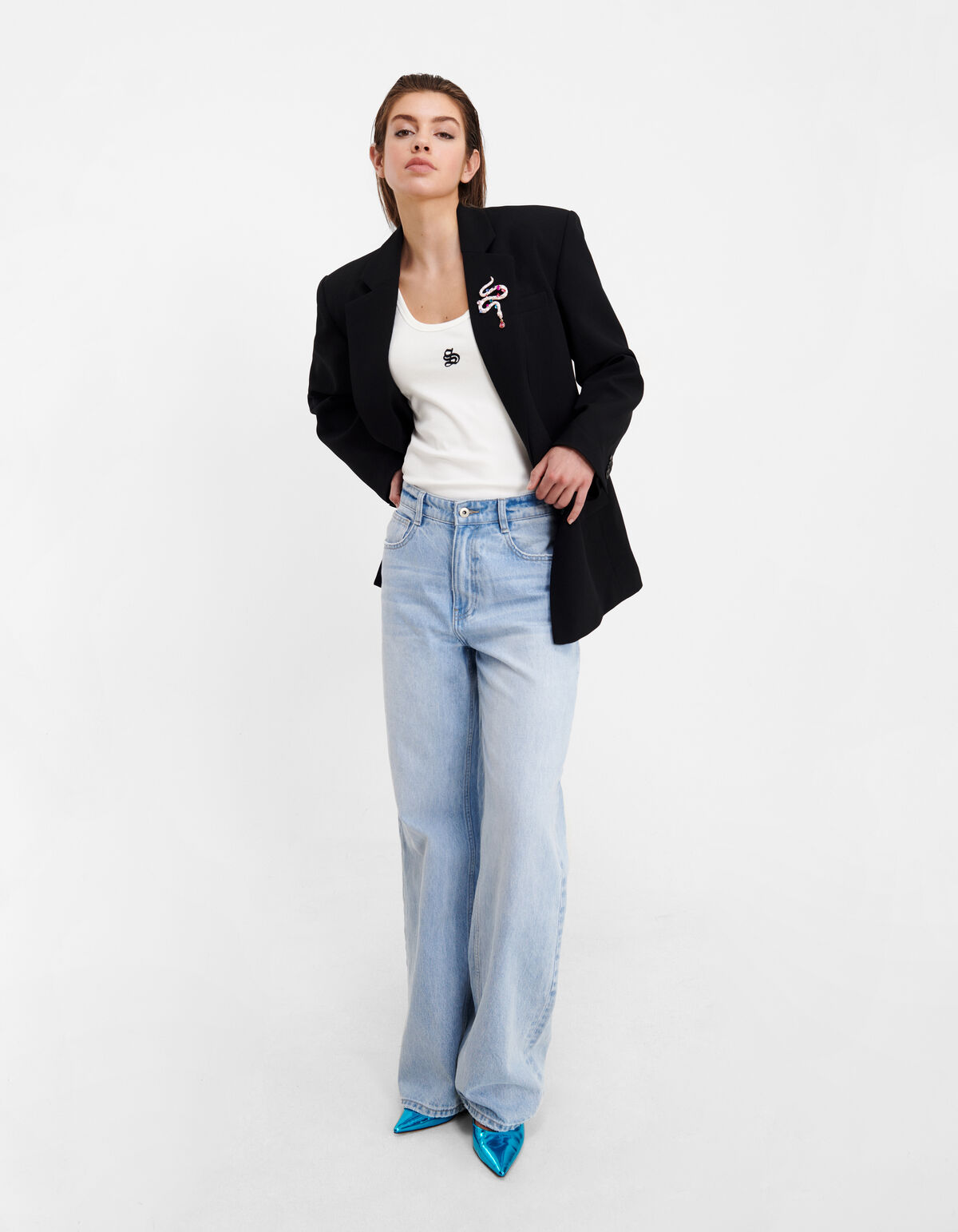 Tapered Fit Blazer Zwart SHOEBY WOMEN