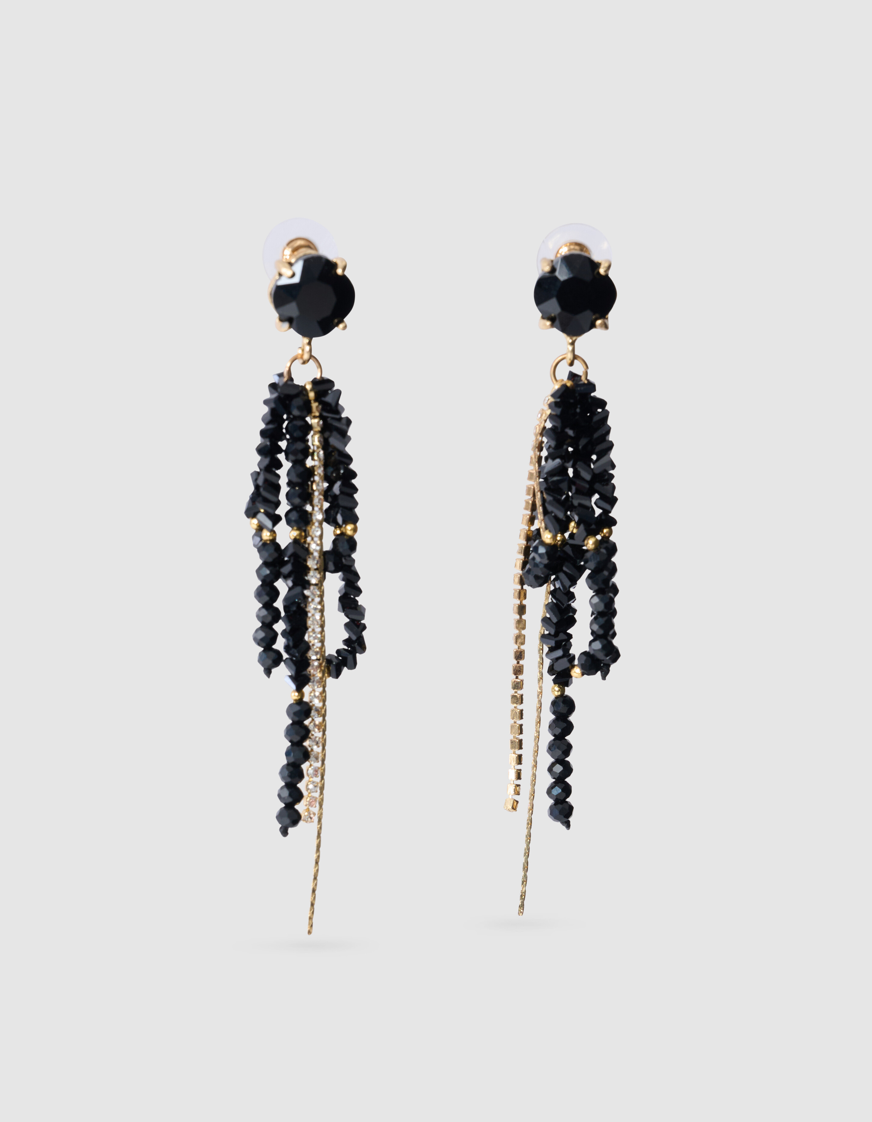 Beaded Strass Oorbellen Zwart SHOEBY ACCESSOIRES