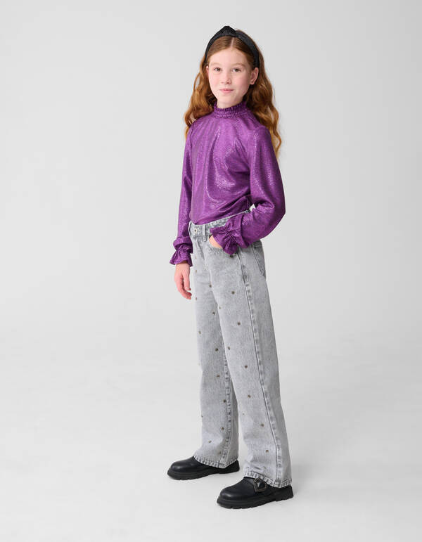 Metallic Longsleeve Top Zwart Roze/Paars SHOEBY GIRLS