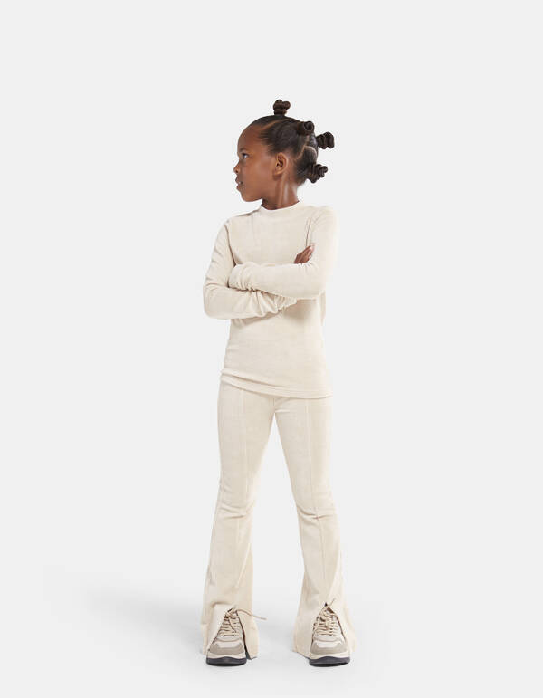 Ribstof Split Broek Gebroken Wit SHOEBY GIRLS