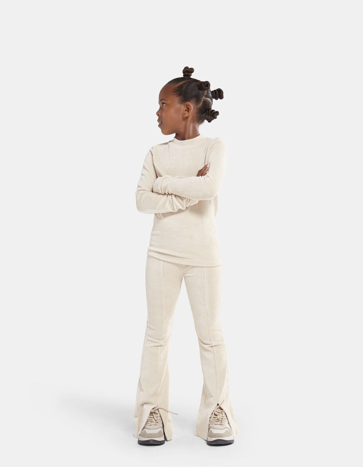 Ribstof Split Broek Gebroken Wit SHOEBY GIRLS