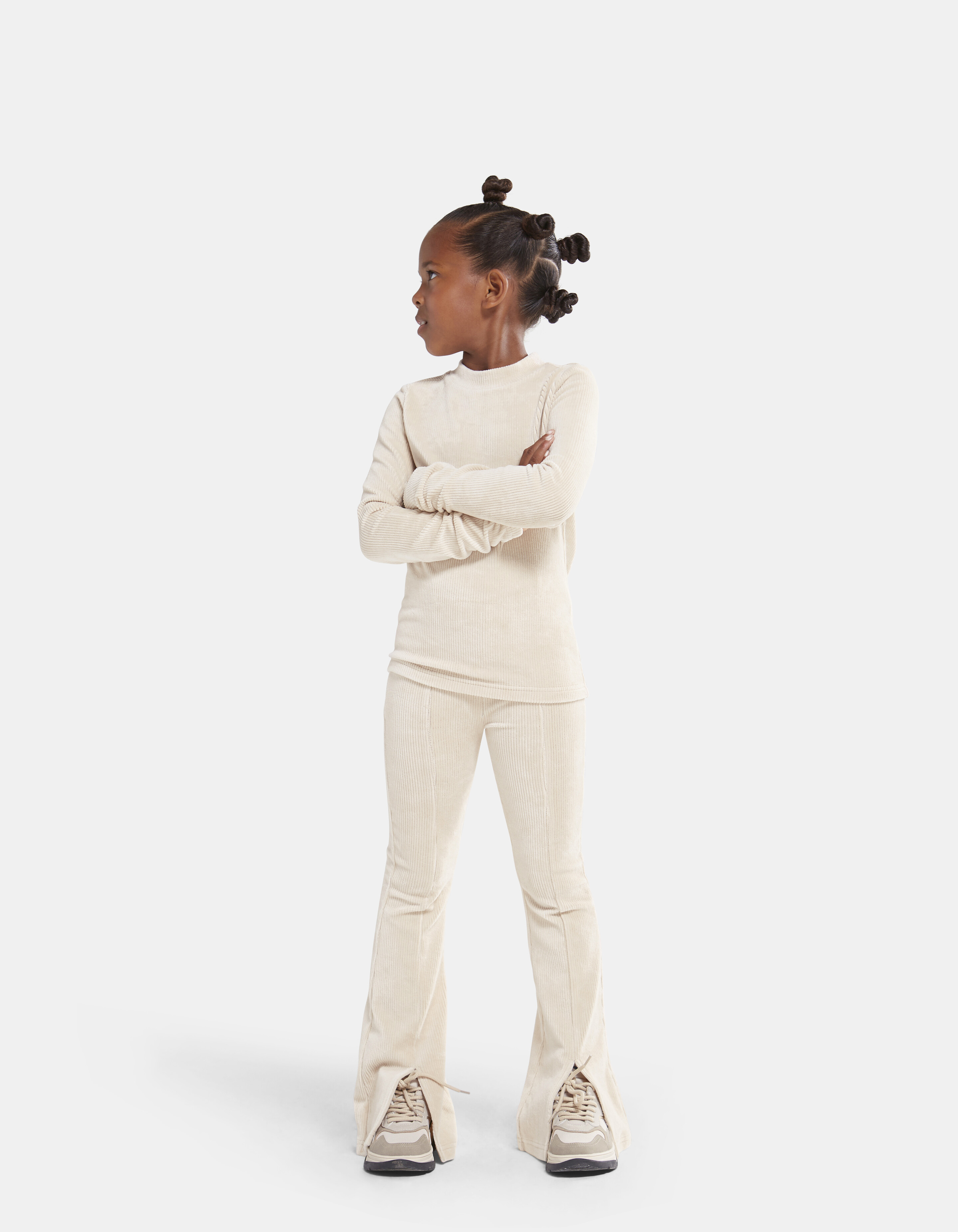 Ribstof Split Broek Gebroken Wit SHOEBY GIRLS